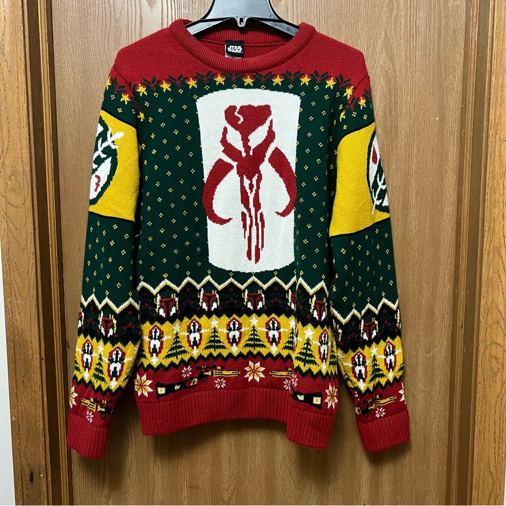 Star Wars Mandalorian Crewneck Sweater - Red, Green, Yellow